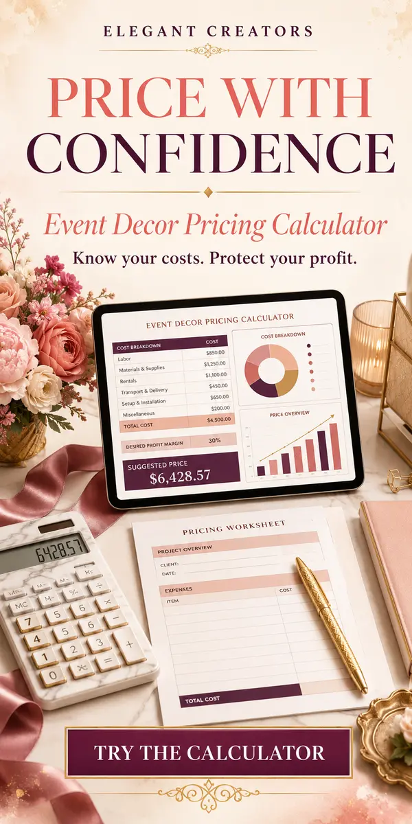 Try the Elegant Creators event decor pricing calculator