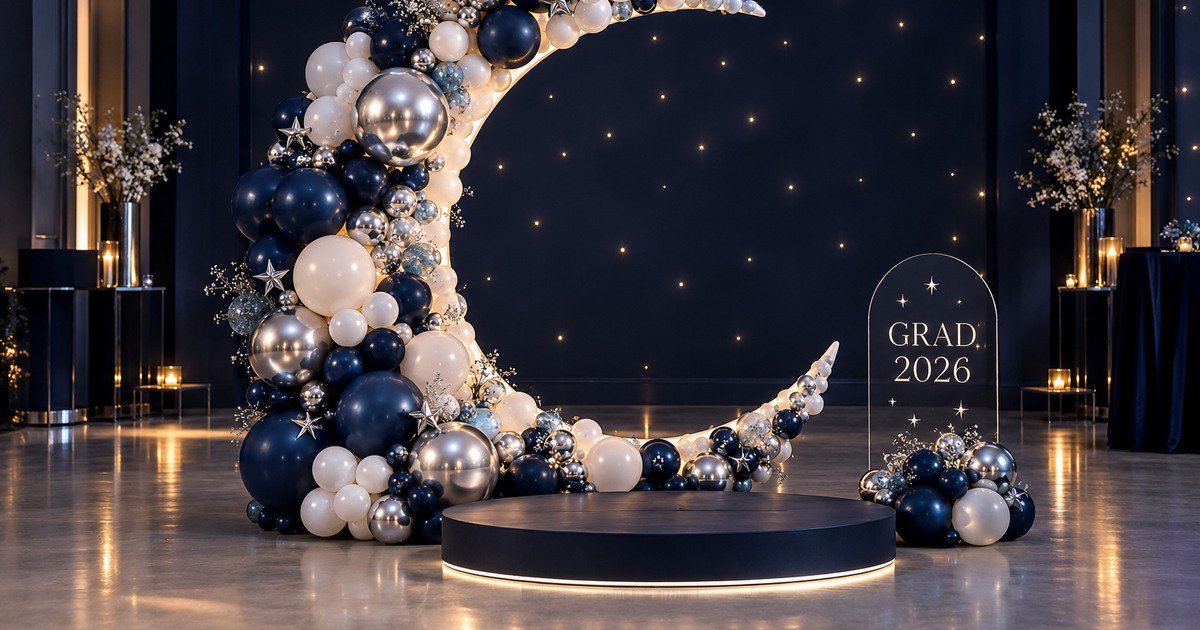 DIY Celestial Balloon Moon Photo Booth for a Graduation Party